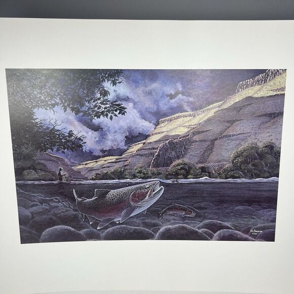 Vic Erickson - Last Light - Fly Fishing Trout Print 19” x 24” Printers Proof - Picture 2 of 6